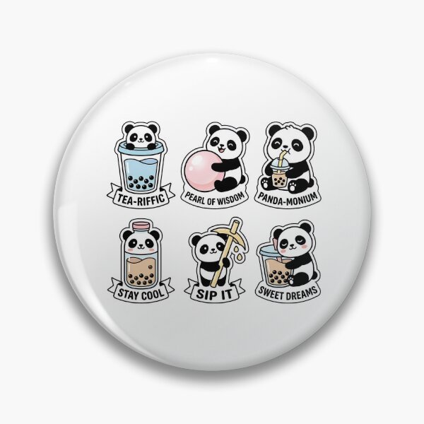 Item preview, Kawaii Panda-Boba Sticker Pack - Cute Panda & Bubble Tea Puns designed and sold by SimpleP.