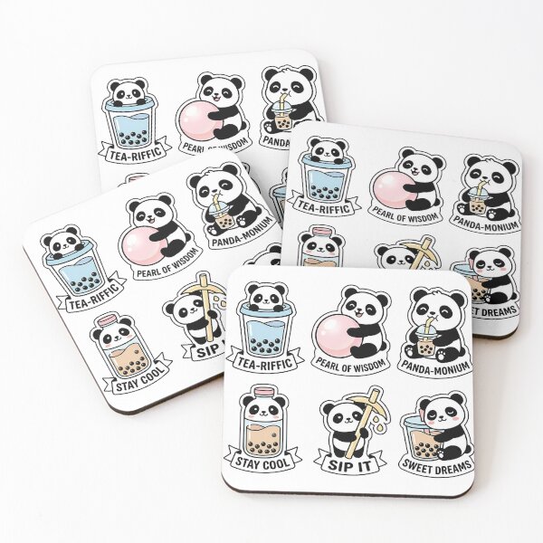 Item preview, Kawaii Panda-Boba Sticker Pack - Cute Panda & Bubble Tea Puns designed and sold by SimpleP.
