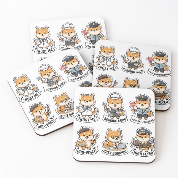 Item preview, Kawaii Shiba-Job Sticker Pack - Cute Shiba Inu & Career Puns designed and sold by SimpleP.