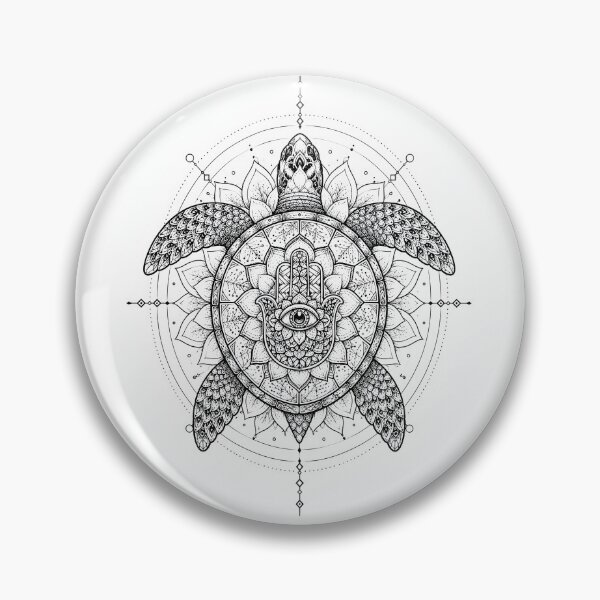 Item preview, Hamsa Turtle Mandala Spiritual Line Art designed and sold by suryabumblee.