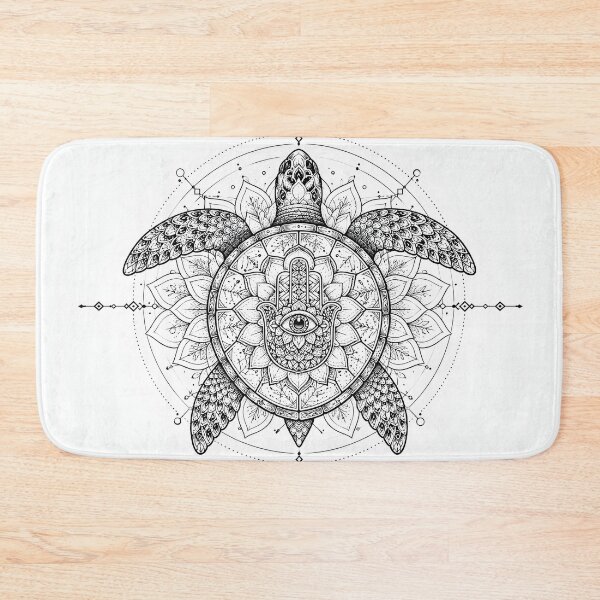 Item preview, Hamsa Turtle Mandala Spiritual Line Art designed and sold by suryabumblee.