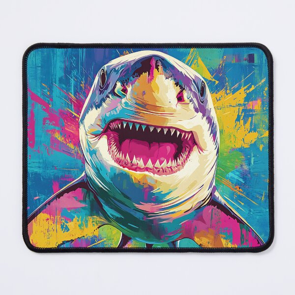 Item preview, Vibrant Pop Art Shark, Neon Pink Blue Great White Art Print designed and sold by daila70.