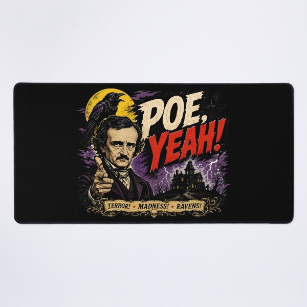 Item preview, Poe Yeah Edgar Allan Poe Terror Madness Ravens Retro Art designed and sold by Fenay Designs.