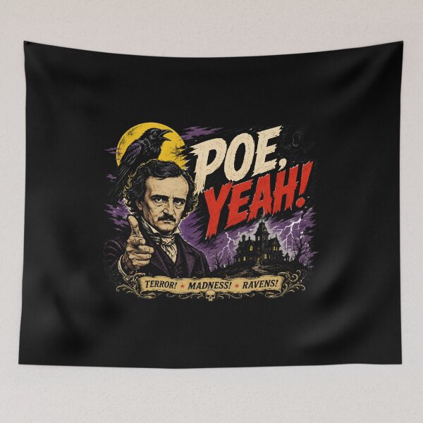 Item preview, Poe Yeah Edgar Allan Poe Terror Madness Ravens Retro Art designed and sold by Fenay Designs.
