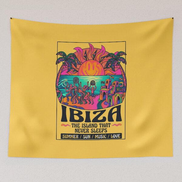 Item preview, Ibiza 1984 Psychedelic Retro Summer Poster designed and sold by ValentinaHramov.