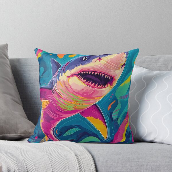 Item preview, Bold Colorful Shark Pop Art, Electric Neon Great White Illustration designed and sold by daila70.