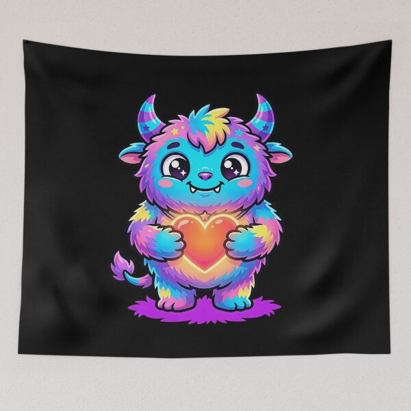 Item preview, Cute Love Monster – Neon Heart Creature 2 designed and sold by RH Design Lab.
