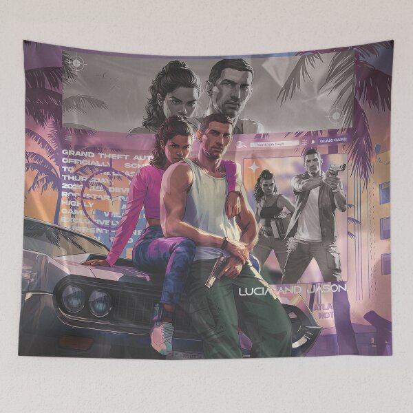 Item preview, GTA 6 Lucia & Jason - Vice City Industrial Graphic Art designed and sold by Shopunte.