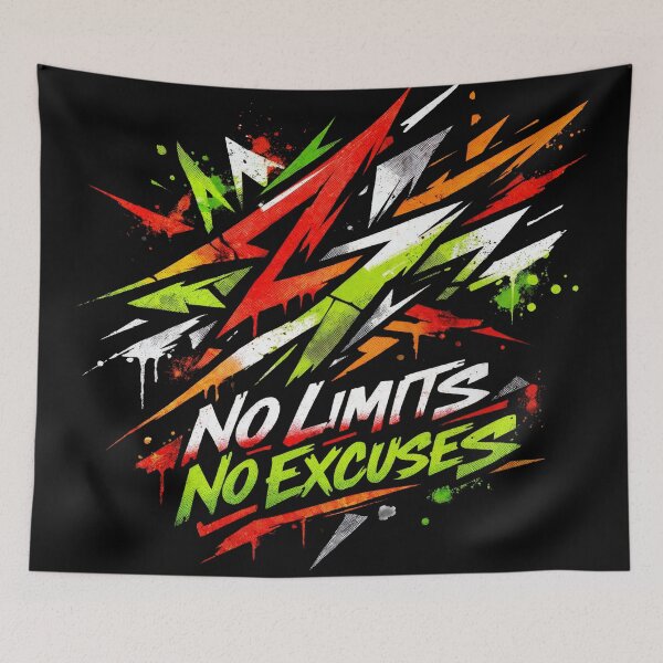 Item preview, T-Shirt - Sticker - No Limits No Excuses Graffiti-Inspired Motivational Design designed and sold by ForeverPrintsOK.