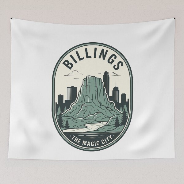 Item preview, Billings Montana Magic City Retro Skyline Badge designed and sold by k3rstman1.