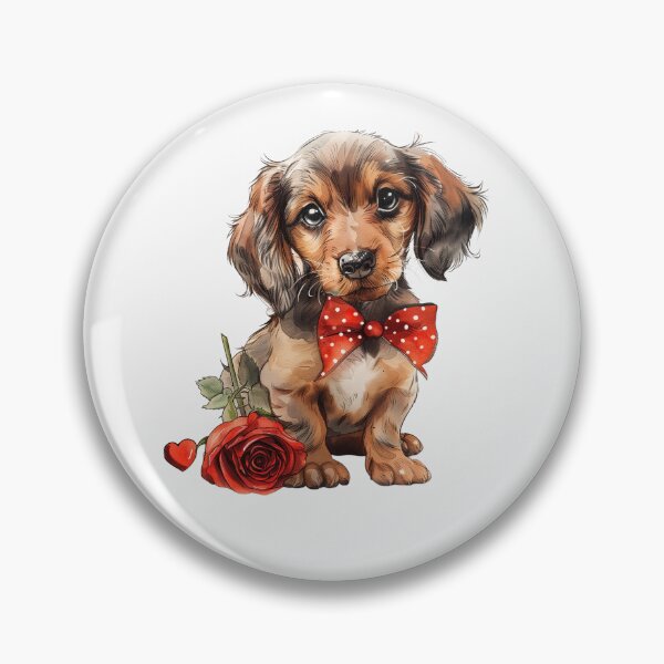 Item preview, Adorable Dachshund Puppy With Red Rose designed and sold by Erika Kaisersot.