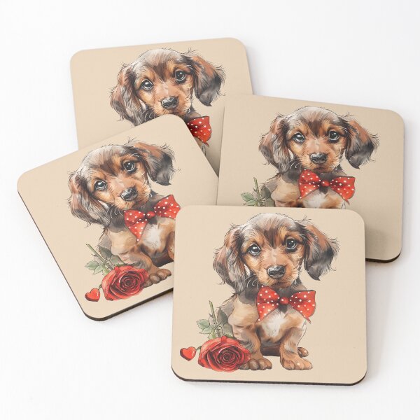 Item preview, Adorable Dachshund Puppy With Red Rose designed and sold by Erika Kaisersot.