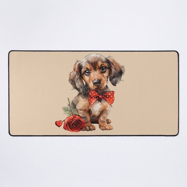 Item preview, Adorable Dachshund Puppy With Red Rose designed and sold by Erika Kaisersot.