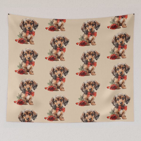 Item preview, Adorable Dachshund Puppy With Red Rose designed and sold by Erika Kaisersot.