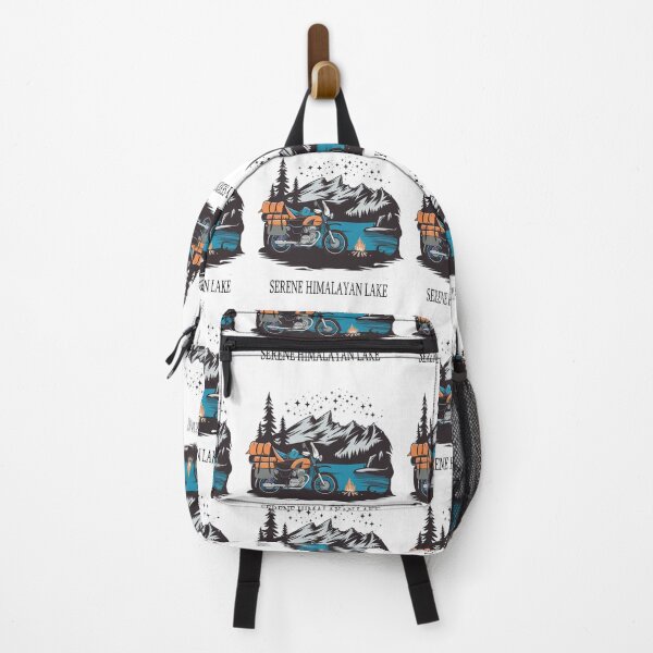 Item preview, Serene Himalayan Lake Indian Motorcycle Camping Adventure Retro Travel designed and sold by Globalcitytees.