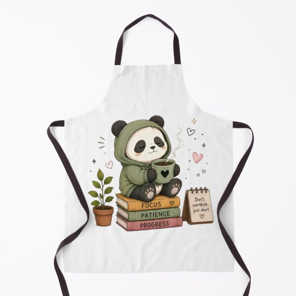 Artikelvorschau, Pandababy im grünen Hoodie, sitzt auf Büchern und hält eine Kaffeetasse. entworfen und verkauft von : CraftyVibes.