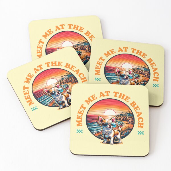 Item preview, Meet Me at the Beach Chihuahua Retro Sunset Design designed and sold by PrintandJoy.