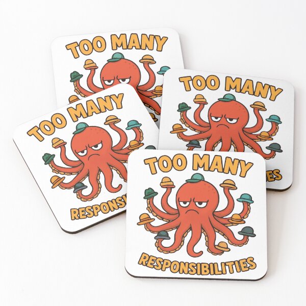 Item preview, Too Many Responsibilities Octopus Funny Logo designed and sold by logowannawear.