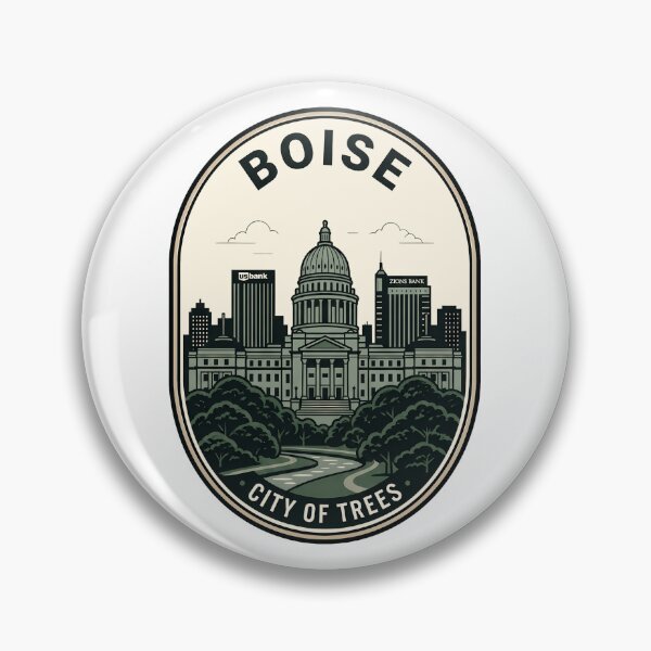 Item preview, Boise Idaho Skyline City of Trees Vintage Badge designed and sold by k3rstman1.
