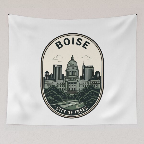 Item preview, Boise Idaho Skyline City of Trees Vintage Badge designed and sold by k3rstman1.