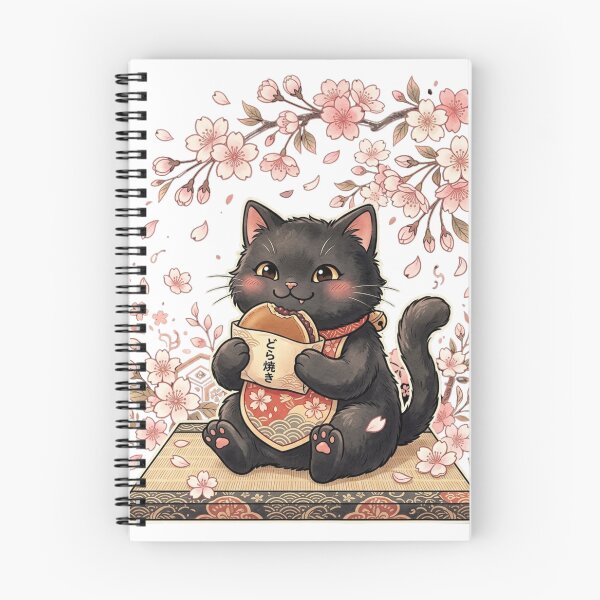 Item preview, Kawaii Black Cat with Dorayaki – Japanese Sakura Aesthetic Art designed and sold by vekotpu.