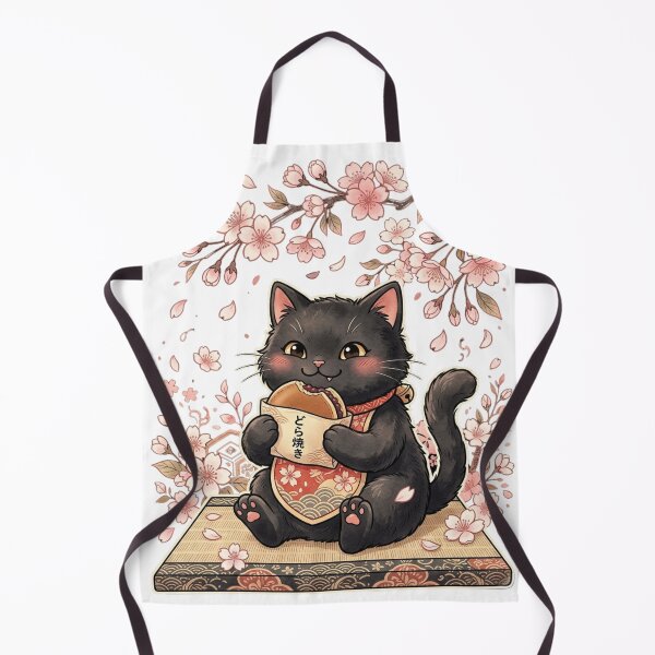 Item preview, Kawaii Black Cat with Dorayaki – Japanese Sakura Aesthetic Art designed and sold by vekotpu.