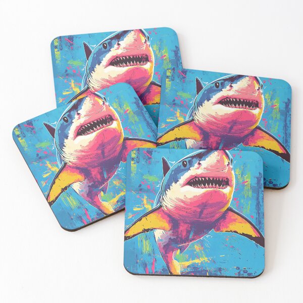 Item preview, Great White Shark Pop Art, Neon Colors Bold Graphic Art Print designed and sold by daila70.