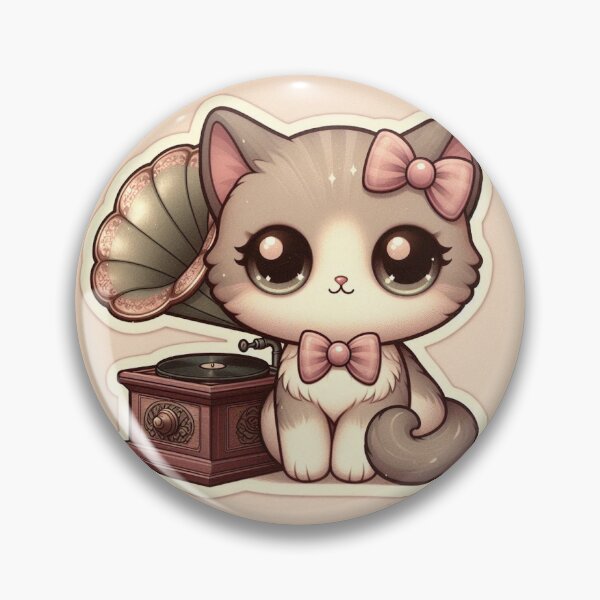 Item preview, Vintage Kitten Gramophone Sticker | Vintage Kitten Wearing Bow Sticker designed and sold by PastelPawsArt.