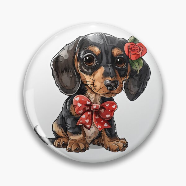 Item preview, Cute Dachshund Puppy With Red Rose designed and sold by Erika Kaisersot.