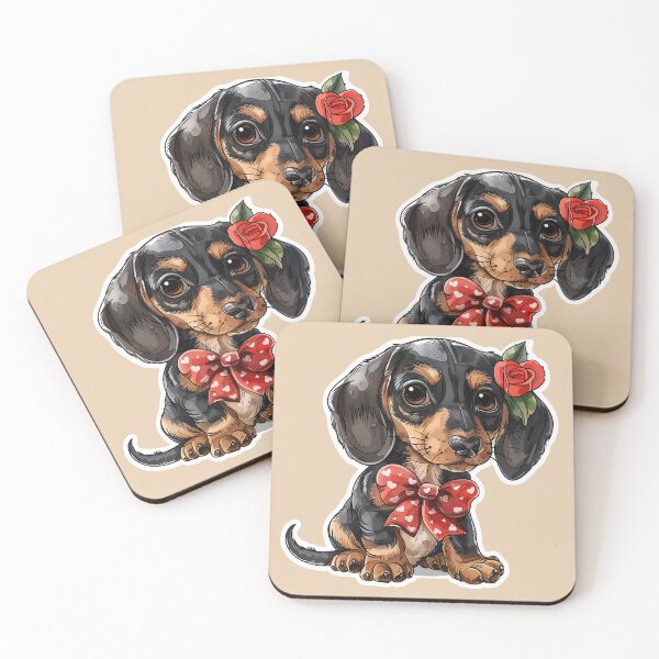 Item preview, Cute Dachshund Puppy With Red Rose designed and sold by Erika Kaisersot.