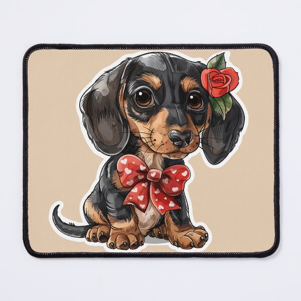 Item preview, Cute Dachshund Puppy With Red Rose designed and sold by Erika Kaisersot.