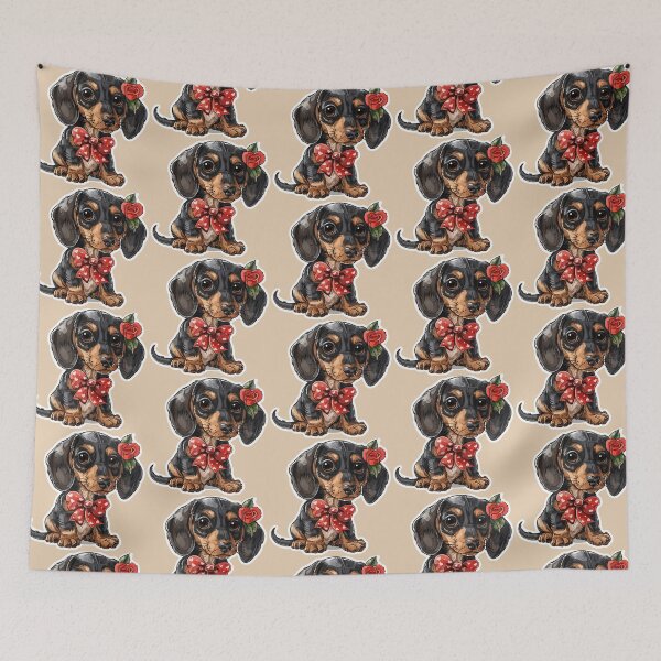 Item preview, Cute Dachshund Puppy With Red Rose designed and sold by Erika Kaisersot.