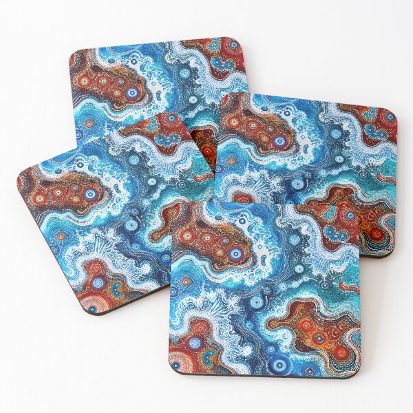Item preview, Aboriginal Inspired Dot Art - Oceanic Vibrant Waves designed and sold by GrinGalore.
