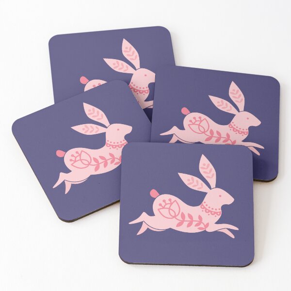 Item preview, Pink as Folk Running Rabbit designed and sold by Kay Whittaker Design.
