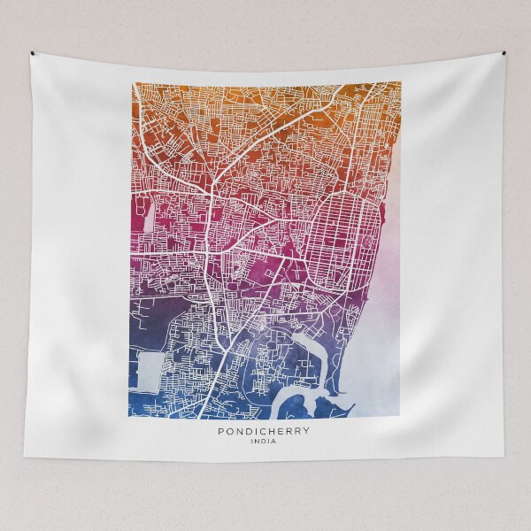 Item preview, Pondicherry Street Map India designed and sold by ArtPrints.