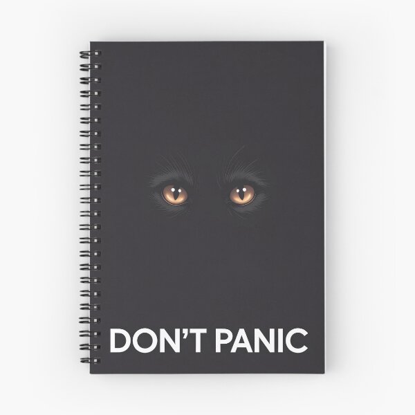 Item preview, Cat in the dark and the text “Don’t panic” designed and sold by GiriaGallery.