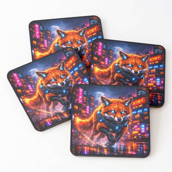 Item preview, Neon Cyber Fox – Neo Tokyo Rain designed and sold by Neo Tokio.