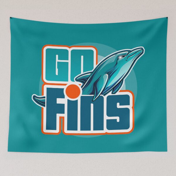 Item preview, Fins Up - Aqua and Orange Dolphin Mascot Illustration designed and sold by Canache.