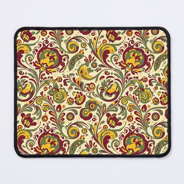 Item preview, Maximalist Folk Art Floral Seamless Pattern in Burgundy Green and Gold designed and sold by GraceInNatureCo.