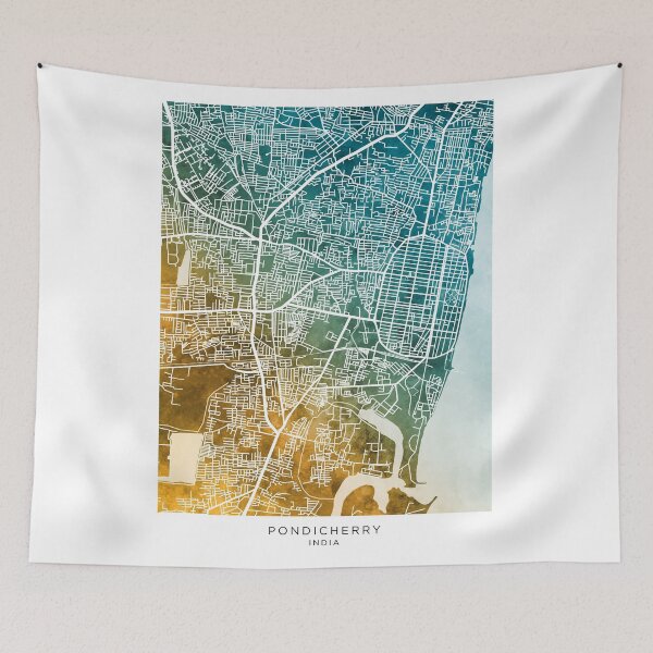 Item preview, Pondicherry Street Map India designed and sold by ArtPrints.