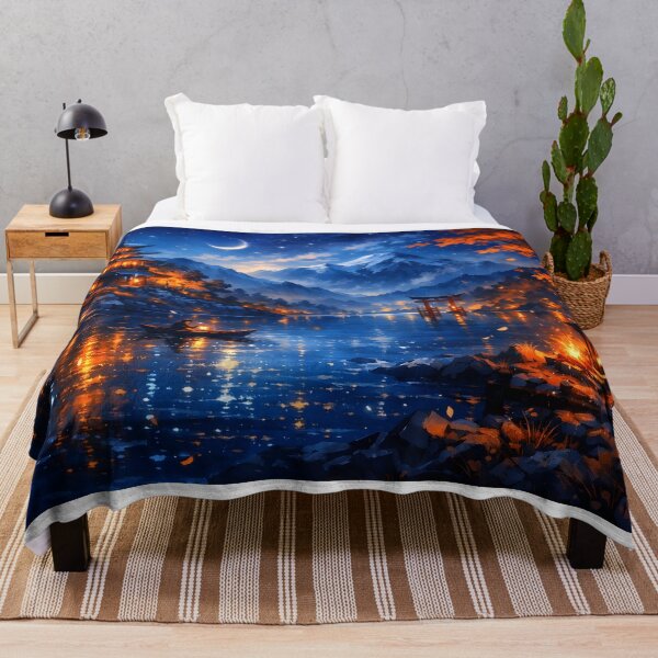 Item preview, Blue and Orange Lake of Whispers designed and sold by sigmaartstudio.