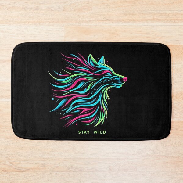 Item preview, Stay Wild Neon Wolf Portrait designed and sold by PixelQ.