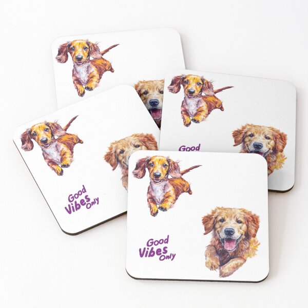 Item preview, Good Vibes Only Dogs – Cute Dachshund & Golden Retriever Sticker Set designed and sold by olenapetol.