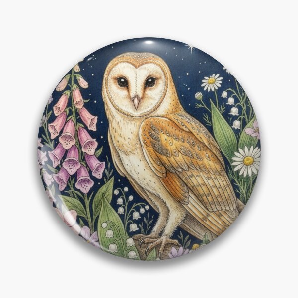 Item preview, Barn Owl Wildflower Night Illustration designed and sold by Rutvain.