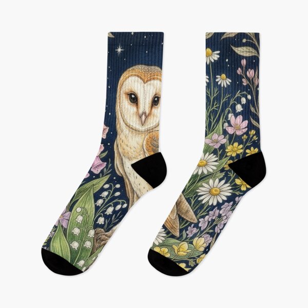 Item preview, Barn Owl Wildflower Night Illustration designed and sold by Rutvain.