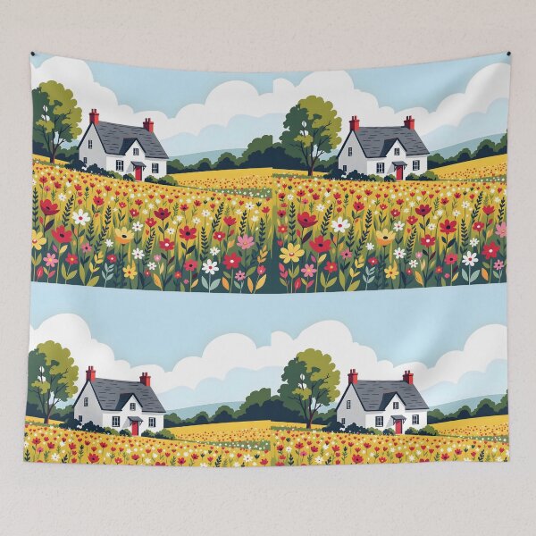 Item preview, Cute Countryside House – Cartoon Vector Summer Meadow Design designed and sold by EmeraldeaArt.