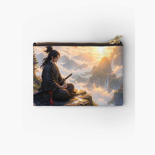 Item preview, Samurai Meditating at Sunrise Mountain designed and sold by sigmaartstudio.