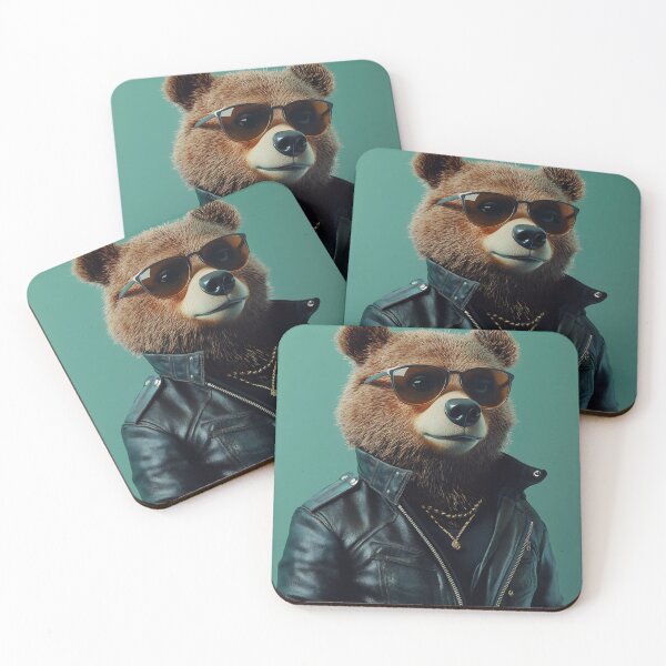 Item preview, Cool Bear With Sunglasses Pop Art, Funny Animal Leather Jacket Illustration designed and sold by daila70.