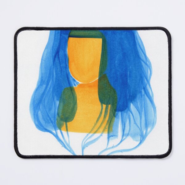Item preview, Blue Veil Spirit abstract watercolor portrait flowing blue hair minimal designed and sold by Velmoraqs.