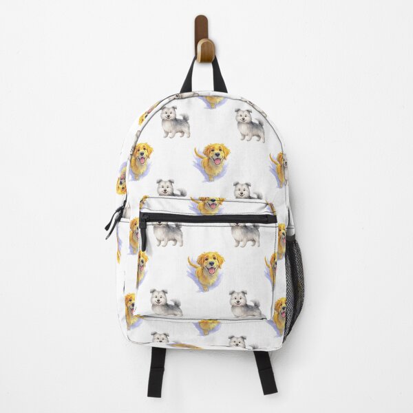 Item preview, Happy Puppies Sticker – Golden Retriever & Cute Small Dog Illustration designed and sold by olenapetol.